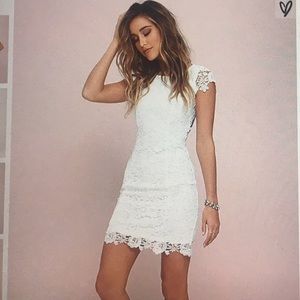 Lulus White Lace Open Back Dress XS